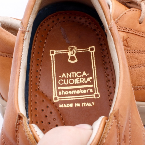 ANTICA CUOIERIA Beige/Camel Leather Oxfords - Picture 4 of 8